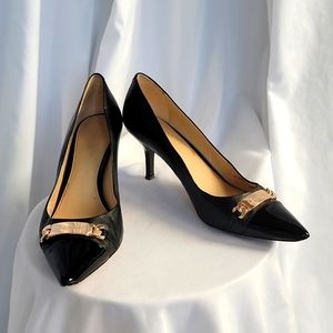 Coach Short Heels Black and Gold